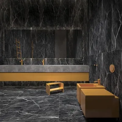 Tigla de porțelan din marmură neagră